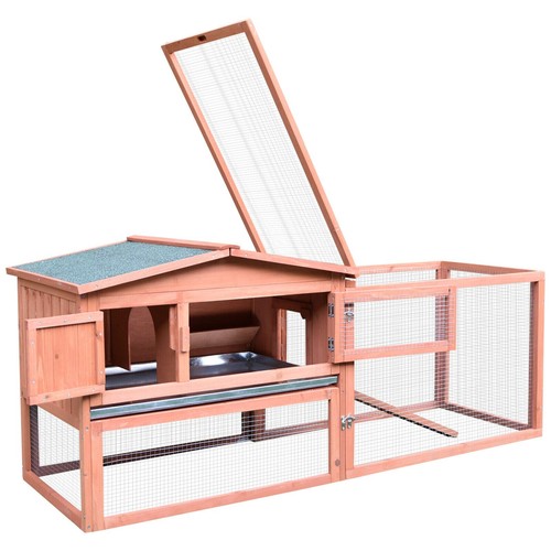 Pawhut wooden rabbit hutch - rabbit,