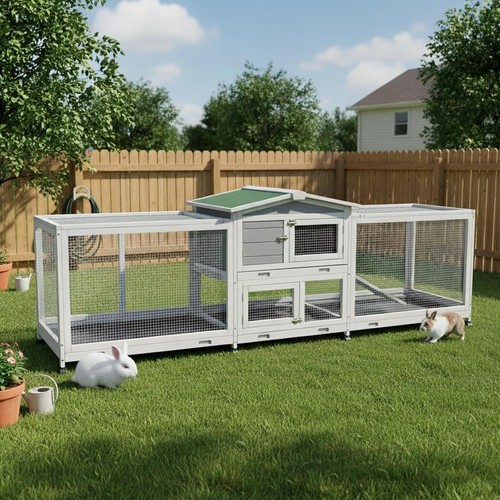 Large wooden rabbit hutch - rabbit,