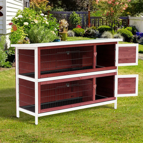 Two tier rabbit hutch large - two-tier,